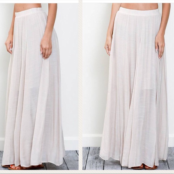 CLEARANCE PRICE FIRM CREAM BOHO MAXI SKIRT - Picture 3 of 3
